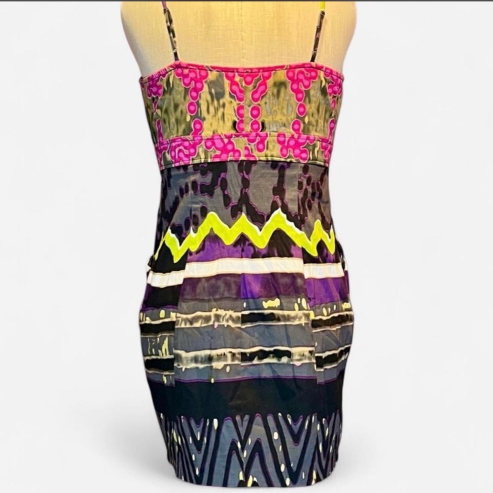 💜Kouture by Kimora Colorful *Art to Wear* Strappy Mini Dress w Pockets - Picture 2 of 6